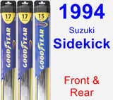 Front & Rear Wiper Blade Pack for 1994 Suzuki Sidekick - Hybrid