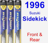 Front & Rear Wiper Blade Pack for 1996 Suzuki Sidekick - Hybrid