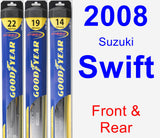 Front & Rear Wiper Blade Pack for 2008 Suzuki Swift - Hybrid