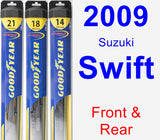 Front & Rear Wiper Blade Pack for 2009 Suzuki Swift - Hybrid