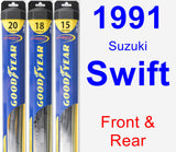 Front & Rear Wiper Blade Pack for 1991 Suzuki Swift - Hybrid