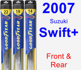 Front & Rear Wiper Blade Pack for 2007 Suzuki Swift+ - Hybrid