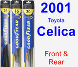 Front & Rear Wiper Blade Pack for 2001 Toyota Celica - Hybrid