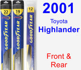 Front & Rear Wiper Blade Pack for 2001 Toyota Highlander - Hybrid