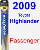 Passenger Wiper Blade for 2009 Toyota Highlander - Hybrid