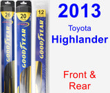 Front & Rear Wiper Blade Pack for 2013 Toyota Highlander - Hybrid