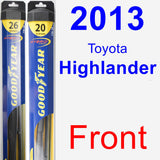 Front Wiper Blade Pack for 2013 Toyota Highlander - Hybrid