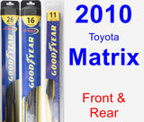 Front & Rear Wiper Blade Pack for 2010 Toyota Matrix - Hybrid
