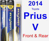 Front & Rear Wiper Blade Pack for 2014 Toyota Prius V - Hybrid