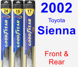 Front & Rear Wiper Blade Pack for 2002 Toyota Sienna - Hybrid