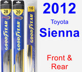 Front & Rear Wiper Blade Pack for 2012 Toyota Sienna - Hybrid