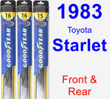 Front & Rear Wiper Blade Pack for 1983 Toyota Starlet - Hybrid