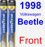 Front Wiper Blade Pack for 1998 Volkswagen Beetle - Hybrid