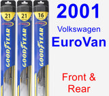 Front & Rear Wiper Blade Pack for 2001 Volkswagen EuroVan - Hybrid