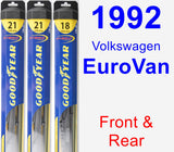 Front & Rear Wiper Blade Pack for 1992 Volkswagen EuroVan - Hybrid