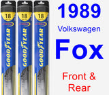 Front & Rear Wiper Blade Pack for 1989 Volkswagen Fox - Hybrid