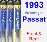 Front & Rear Wiper Blade Pack for 1993 Volkswagen Passat - Hybrid