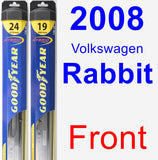 Front Wiper Blade Pack for 2008 Volkswagen Rabbit - Hybrid