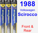 Front & Rear Wiper Blade Pack for 1988 Volkswagen Scirocco - Hybrid