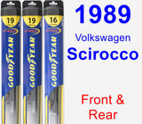 Front & Rear Wiper Blade Pack for 1989 Volkswagen Scirocco - Hybrid