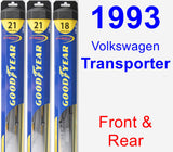 Front & Rear Wiper Blade Pack for 1993 Volkswagen Transporter - Hybrid