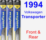 Front & Rear Wiper Blade Pack for 1994 Volkswagen Transporter - Hybrid