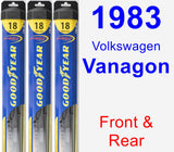 Front & Rear Wiper Blade Pack for 1983 Volkswagen Vanagon - Hybrid