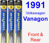 Front & Rear Wiper Blade Pack for 1991 Volkswagen Vanagon - Hybrid