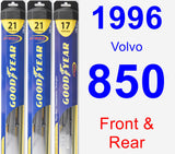 Front & Rear Wiper Blade Pack for 1996 Volvo 850 - Hybrid