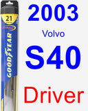 Driver Wiper Blade for 2003 Volvo S40 - Hybrid