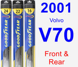 Front & Rear Wiper Blade Pack for 2001 Volvo V70 - Hybrid