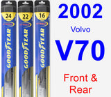 Front & Rear Wiper Blade Pack for 2002 Volvo V70 - Hybrid