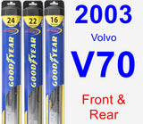 Front & Rear Wiper Blade Pack for 2003 Volvo V70 - Hybrid