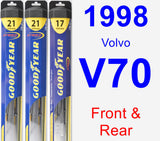 Front & Rear Wiper Blade Pack for 1998 Volvo V70 - Hybrid